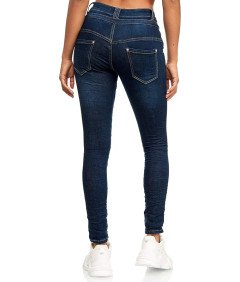 Elara Damskie Jeansy z Zapięciem na Guziki Dopasowane Krój Slim Fit 48 4XL