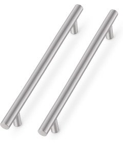 Uchwyty Meblowe Stal Nierdzewna Nikiel Satynowy Pręt Typu T Euro 12 Sztuk