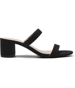 DREAM PAIRS Damskie Sandały  na Grubym Obcasie z Dwoma Paskami - Czarne 41