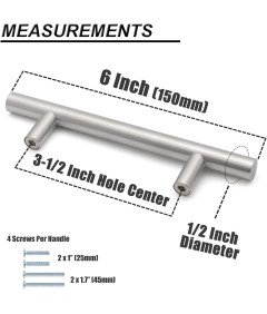 Uchwyty Meblowe Stal Nierdzewna Satynowy Nikiel Szuflady Szafki 6 Sztuk