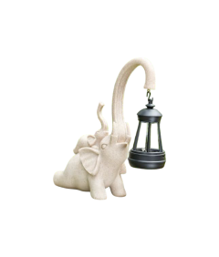 Żywiczna Figurka Słonia z Lampionem Solarnym Ozdoba Ogrodowa i Domowa