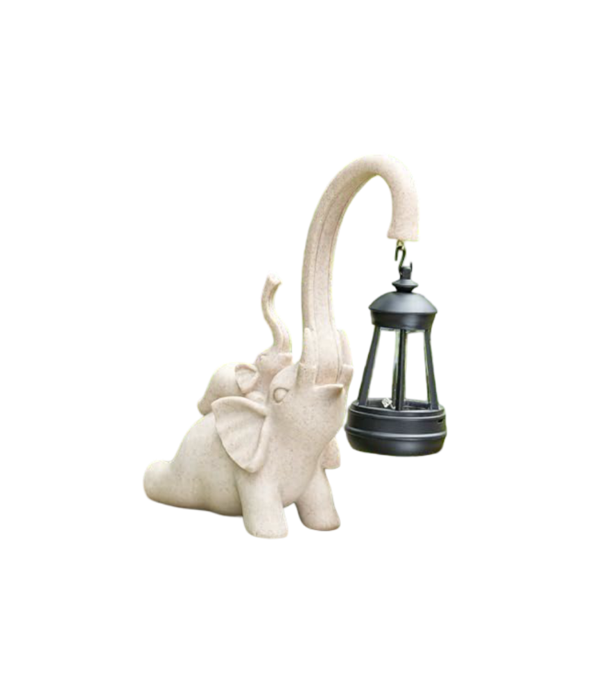 Żywiczna Figurka Słonia z Lampionem Solarnym Ozdoba Ogrodowa i Domowa