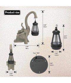 Żywiczna Figurka Słonia z Lampionem Solarnym Ozdoba Ogrodowa i Domowa