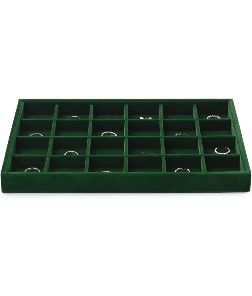 Organizer na Biżuterię Tacka 24 Przegródki Ekspozytor Ciemnozielony
