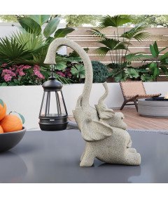 Żywiczna Figurka Słonia z Lampionem Solarnym Ozdoba Ogrodowa i Domowa