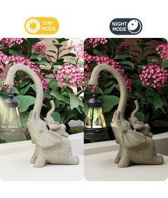 Żywiczna Figurka Słonia z Lampionem Solarnym Ozdoba Ogrodowa i Domowa