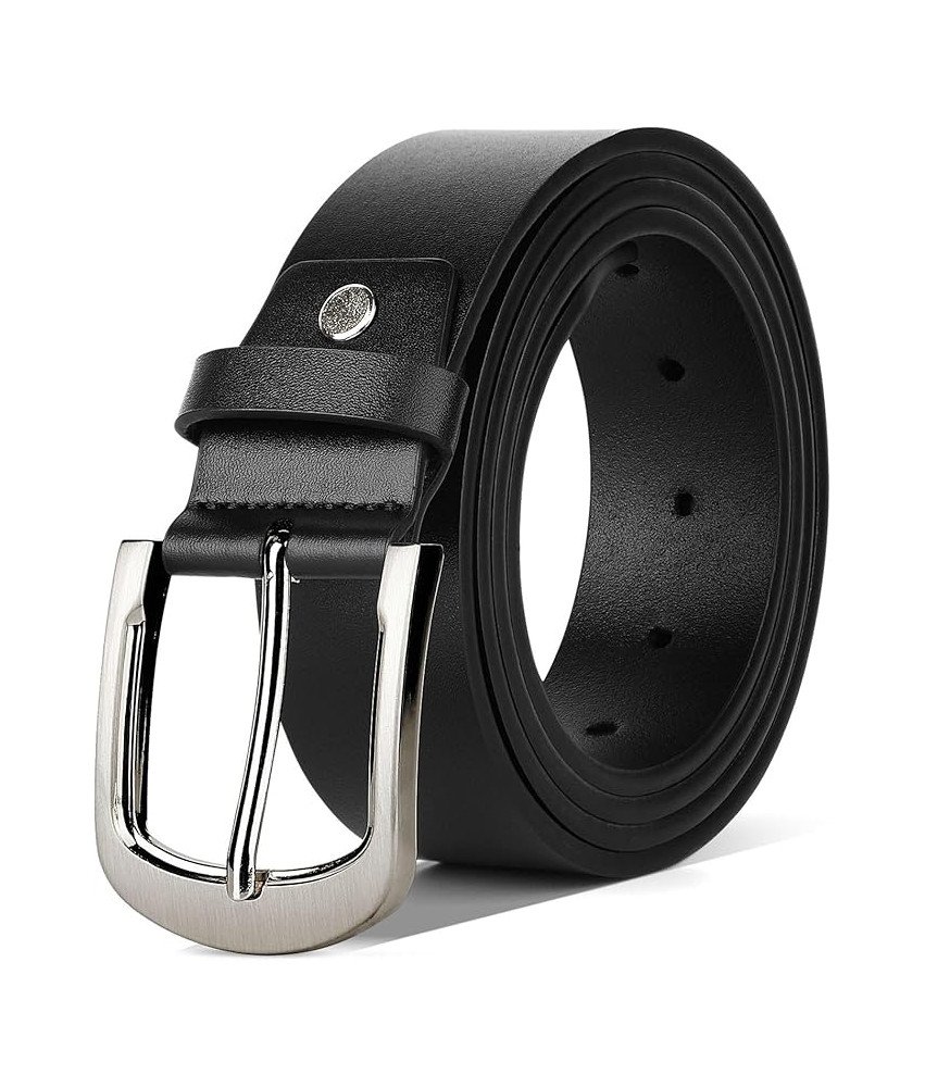 Skórzany Pasek Męski Czarny Regulowany 110 cm z Klamrą Szpilkową 38 mm