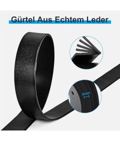 Skórzany Pasek Męski Czarny Regulowany 110 cm z Klamrą Szpilkową 38 mm