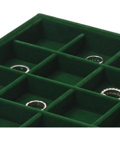 Organizer na Biżuterię Tacka 24 Przegródki Ekspozytor Ciemnozielony