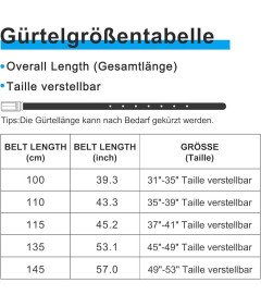 Skórzany Pasek Męski Czarny Regulowany 110 cm z Klamrą Szpilkową 38 mm