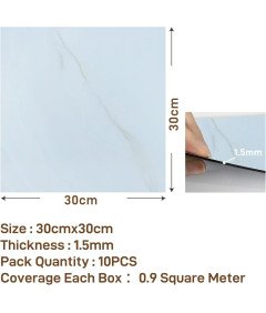 Płytki Winylowe Samoprzylepne Panele 10 Sztuk 30x30 cm Biały Marmur 0,9 m²