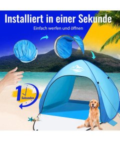 Namiot Plażowy Pop Up 4 Osobowy Rozkładany Automatycznie Ochrona UV UPF 50+
