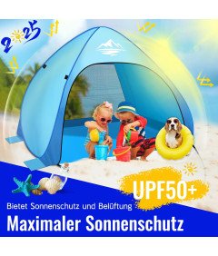 Namiot Plażowy Pop Up 4 Osobowy Rozkładany Automatycznie Ochrona UV UPF 50+