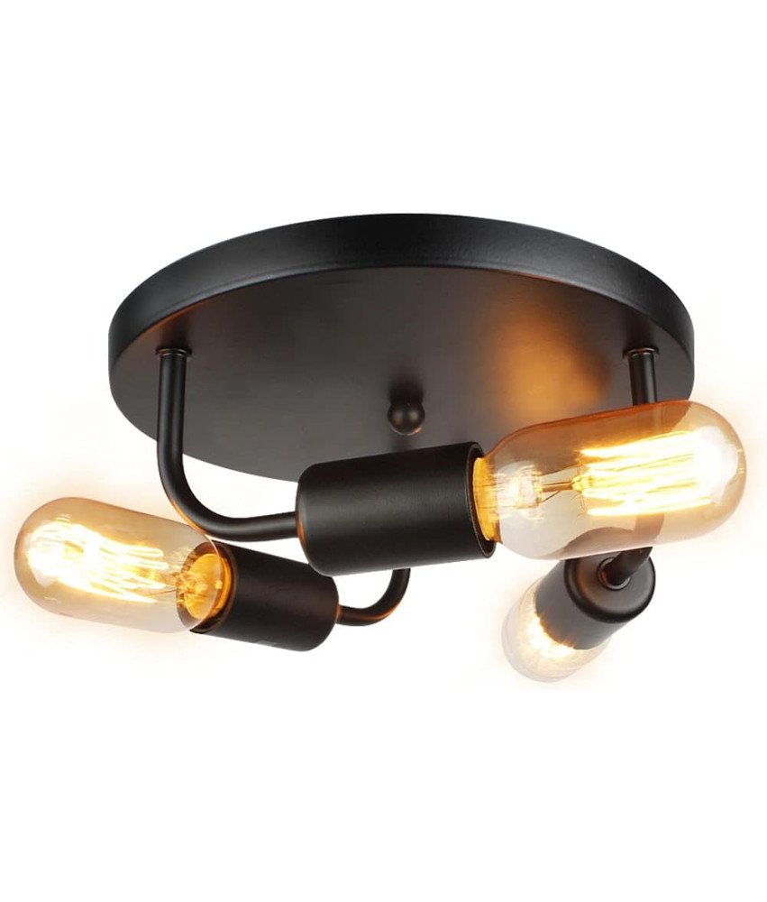 ASCELINA 3 Oświetleniowa Lampa Sufitowa w Stylu Vintage Czarna 24 cm