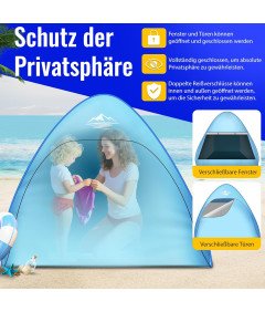 Namiot Plażowy Pop Up 3 Osobowy Rozkładany Automatycznie Ochrona UV UPF 50+