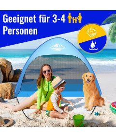 Namiot Plażowy Pop Up 4 Osobowy Rozkładany Automatycznie Ochrona UV UPF 50+