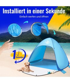 Namiot Plażowy Pop Up 3 Osobowy Rozkładany Automatycznie Ochrona UV UPF 50+