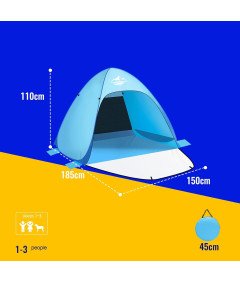 Namiot Plażowy Pop Up 3 Osobowy Rozkładany Automatycznie Ochrona UV UPF 50+