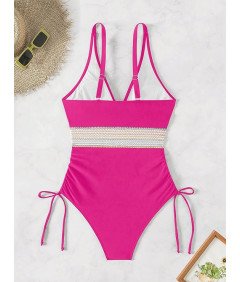 Damski Kostium Kąpielowy Jednoczęściowy Modelujący Brzuch Push up Róż M