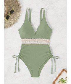 Damski Kostium Kąpielowy Jednoczęściowy Modelujący Brzuch Push up Zieleń  M