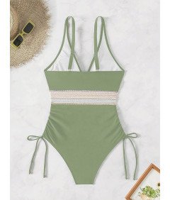 Damski Kostium Kąpielowy Jednoczęściowy Modelujący Brzuch Push up Zieleń  M
