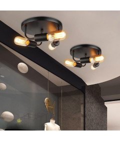ASCELINA 3 Oświetleniowa Lampa Sufitowa w Stylu Vintage Czarna 24 cm