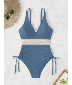 Damski Kostium Jednoczęściowy Modelujący Brzuch Push up Niebieski M