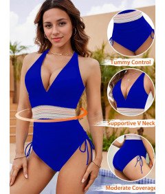 Damski Kostium  Jednoczęściowy Modelujący Brzuch Push up Nebieski XL