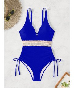 Damski Kostium  Jednoczęściowy Modelujący Brzuch Push up Nebieski XL