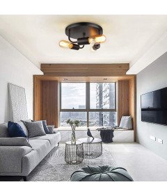 ASCELINA 3 Oświetleniowa Lampa Sufitowa w Stylu Vintage Czarna 24 cm