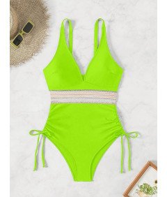 Damski Strój Kąpielowy Jednoczęściowy Modelujący Brzuch Push up Zielony XL