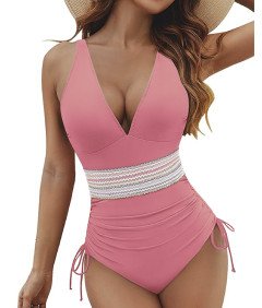 Damski Kostium Kąpielowy Jednoczęściowy Modelujący Brzuch Push up Różowy S