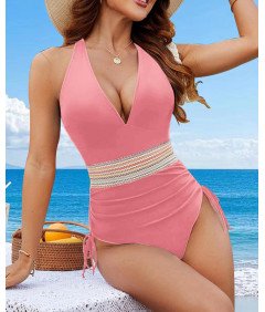 Damski Kostium Kąpielowy Jednoczęściowy Modelujący Brzuch Push up Różowy S