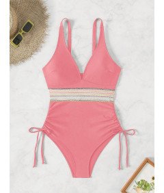 Damski Kostium Kąpielowy Jednoczęściowy Modelujący Brzuch Push up Różowy S