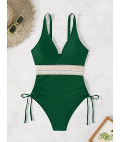 Strój Kąpielowy Damski Jednoczęściowy z Wysokim Stanem Wyszczuplający M