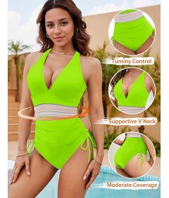 Damski Strój Kąpielowy Jednoczęściowy Modelujący Brzuch Push up Zielony XXL