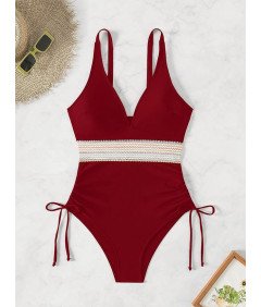 Strój Kąpielowy Damski Jednoczęściowy z Wysokim Stanem Wyszczuplający L