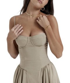 Damska Sukienka Vintage Letnia Długa na Ramiączkach Kolor Kawy S