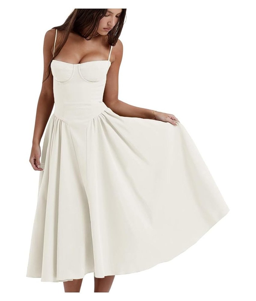 Damska Sukienka Vintage Letnia Długa na Ramiączkach Biała Rozmiar L