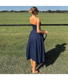 Damska Sukienka Vintage Letnia Długa na Ramiączkach Niebieska Rozmiar M