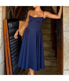 Damska Sukienka Vintage Letnia Długa na Ramiączkach Niebieska Rozmiar M