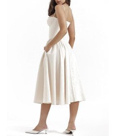 Damska Sukienka Vintage Letnia Długa na Ramiączkach Biała Rozmiar L