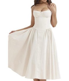 Damska Sukienka Vintage Letnia Długa na Ramiączkach Biała Rozmiar L