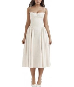 Damska Sukienka Vintage Letnia Długa na Ramiączkach Biała Rozmiar S