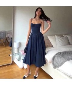 Damska Sukienka Vintage Letnia Długa na Ramiączkach Niebieska Rozmiar S