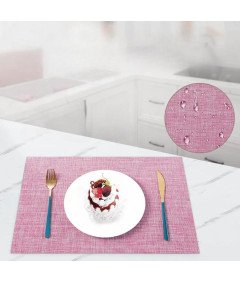 Winwild Lniany Bieżnik na Stół Różowy 40 cm x 10 m