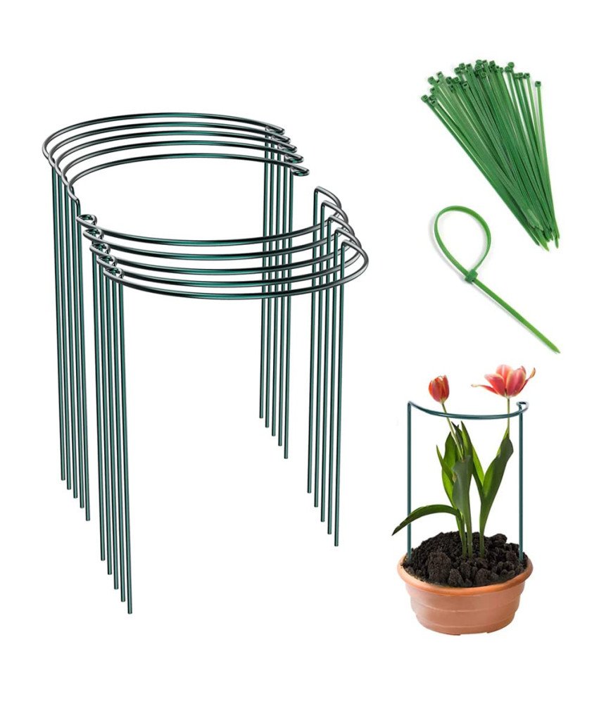 Zestaw 8 Palików Ogrodowych z Pierścieniem 20 Elementów do Wiązania Roślin