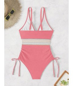 Strój Kąpielowy Damski Jednoczęściowy z Wysokim Stanem Wyszczuplający M