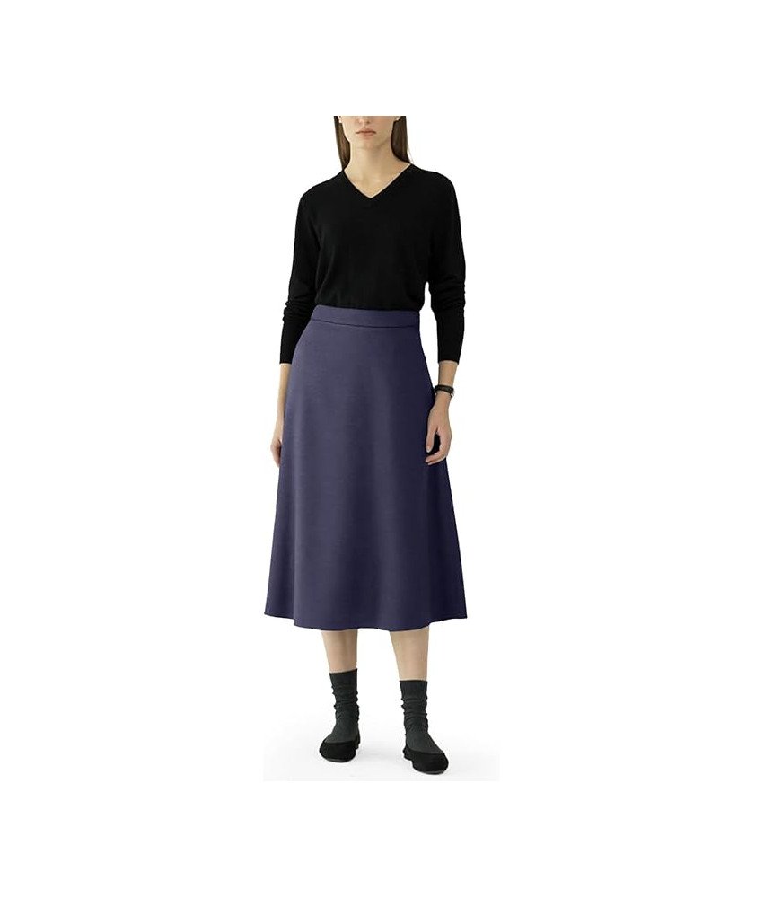 Damska Bawełniana Spódnica Midi Elegancka Rozkloszowana Granatowa XL
