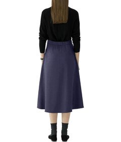 Damska Bawełniana Spódnica Midi Elegancka Rozkloszowana Granatowa XL